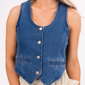 Denim Button Down Vest